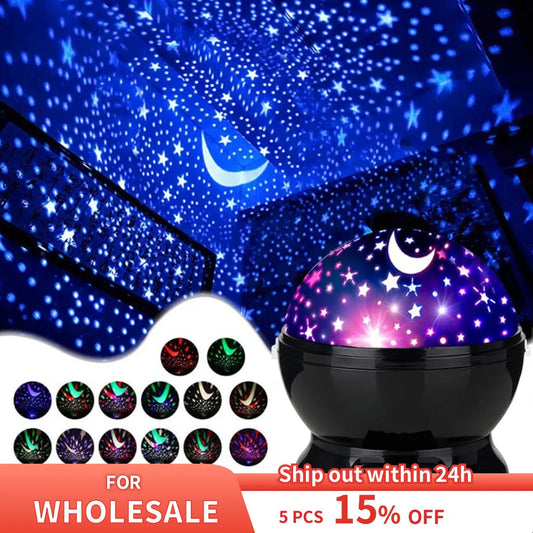 Starry Projector Night Light Rotating Sky Moon Lamp Galaxy Lamps Home Bedroom DecorationStarlight Christmas Lights for Kids Gift